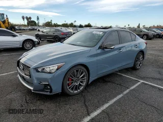 2021 Infiniti Q50 Red Sport 400 with VIN JN1FV7DP5MM850476, listed as a Copart auction lot 42604755 with 20,975 mi miles and Salvage Title. Bid and sale history available at DreamBid. Image 1.