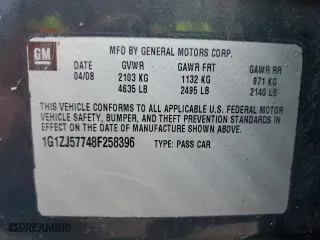 2008 Chevrolet Malibu LT w/2LT with VIN 1G1ZJ57748F258396, listed as a Copart auction lot 83305904 with 91,528 mi miles and Clean Title. Bid and sale history available at carsss.com. Image 12.