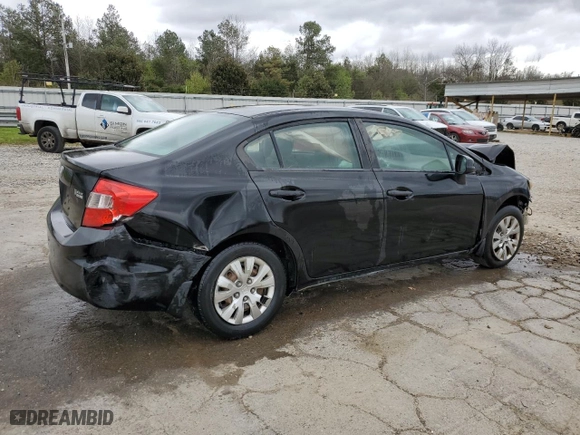2012 Honda Civic Sdn LX with VIN 19XFB2F52CE084059, listed as a Copart auction lot 49536375 with 0 mi miles and Salvage Title. Bid and sale history available at carsss.com. Image 3.