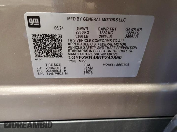 2024 Cadillac XT4 AWD Luxury with VIN 1GYFZBR48RF242850, listed as a Copart auction lot 52290865 with 1,524 mi miles and Salvage Title. Bid and sale history available at carsss.com. Image 13.