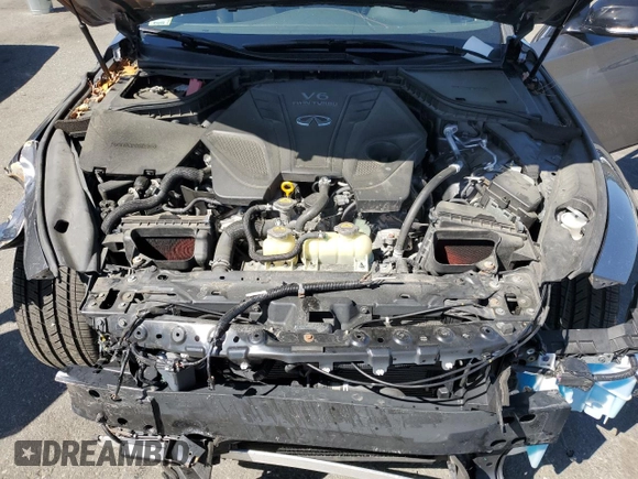 2020 Infiniti Q50 Red Sport 400 with VIN JN1FV7ARXLM660161, listed as a Copart auction lot 54141115 with 78,476 mi miles and Salvage title. Bid and sale history available at DreamBid. Image 11.