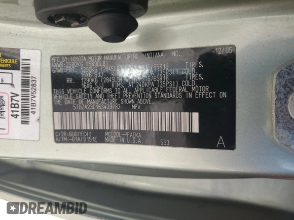 2006 Toyota Sienna CE with VIN 5TDZA23C16S439283, listed as a Copart auction lot 48818975 with 200,872 mi miles and Salvage Title. Bid and sale history available at carsss.com. Image 14.