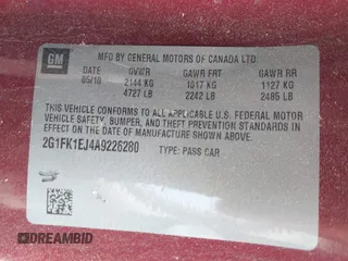 2010 Chevrolet Camaro 2SS z VIN 2G1FK1EJ4A9226280, wystawiony jako IAAI lot #41948102 z przebiegiem 72 619 mil mil oraz . Historia ofert i sprzedaży dostępna na DreamBid. Obrazek 9.
