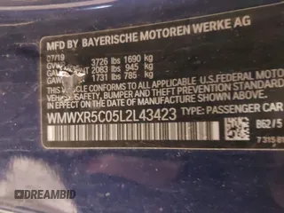 2020 MINI Hardtop Cooper S z VIN WMWXR5C05L2L43423, wystawiony jako IAAI lot #41577721 z przebiegiem 108 123 mil mil oraz . Historia ofert i sprzedaży dostępna na DreamBid. Obrazek 9.