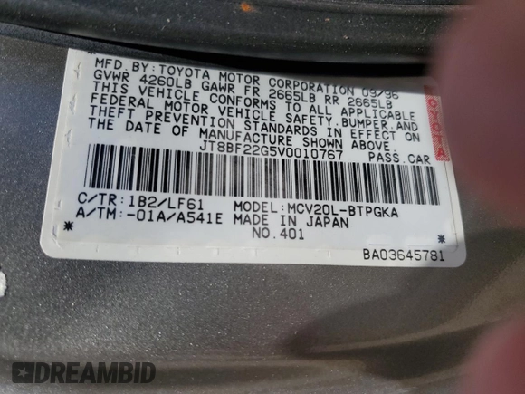 1997 Lexus ES 300 Luxury Sport Sdn with VIN JT8BF22G5V0010767, listed as a Copart auction lot 81738194 with 77,750 mi miles and Salvage Title. Bid and sale history available at carsss.com. Image 12.