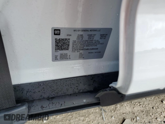 2024 GMC Acadia AWD Elevation z VIN 1GKENNKS4RJ189444, wystawiony jako Copart lot #51219445 z przebiegiem 20 847 mil mil oraz Nie do naprawy • Non repairable. Historia ofert i sprzedaży dostępna na DreamBid. Obrazek 13.