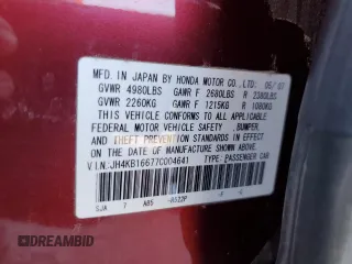 2007 Acura RL Technology z VIN JH4KB16677C004641, wystawiony jako Copart lot #59049755 z przebiegiem 176 704 mil mil oraz Szkoda całkowita • Salvage title. Historia ofert i sprzedaży dostępna na DreamBid. Obrazek 12.