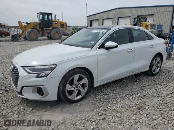 2023 Audi A3 Premium z VIN WAUAUDGY3PA090452, wystawiony jako Copart lot #49063675 z przebiegiem 43 710 mil mil oraz Czysty tytuł • Clean title. Historia ofert i sprzedaży dostępna na DreamBid. Obrazek 1.