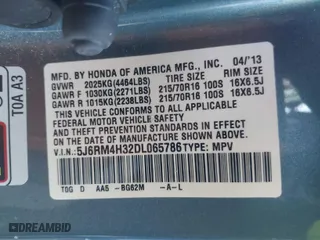 2013 Honda CR-V LX with VIN 5J6RM4H32DL065786, listed as a IAAI auction lot 41760404 with 109,988 mi miles. Bid and sale history available at carsss.com. Image 9.