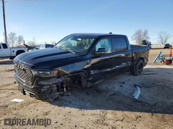 2025 Ram 1500 Big Horn with VIN 1C6SRFFP6SN523235, listed as a Copart auction lot 47814315 with 7,720 mi miles and Salvage Title. Bid and sale history available at carsss.com. Image 1.
