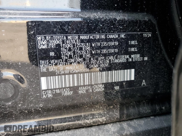 2024 Toyota RAV4 XLE Premium with VIN 2T3A1RFV5RW495698, listed as a Copart auction lot 48661985 with 4,343 mi miles and Salvage Title. Bid and sale history available at carsss.com. Image 15.