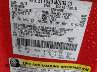 2011 Ford F-150 XL with VIN 1FTFW1EF1BFB53224, listed as a IAAI auction lot 41830647 with 134,081 mi miles. Bid and sale history available at carsss.com. Image 9.