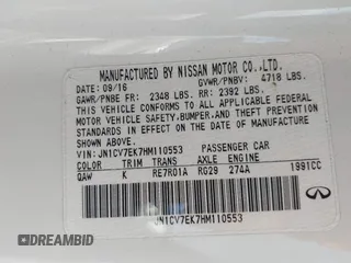 2017 Infiniti Q60 2.0t Premium with VIN JN1CV7EK7HM110553, listed as a IAAI auction lot 42115242 with 83,129 mi miles. Bid and sale history available at carsss.com. Image 9.