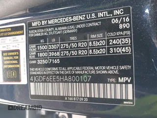 2017 Mercedes-Benz GLS 450 с VIN 4JGDF6EE5HA800107, выставлен на аукционе IAAI как лот 42476631 с пробегом 77 620 миль миль и . История ставок и продаж доступна на DreamBid. Изображение 9.