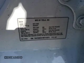 2024 Tesla Model Y with VIN 7SAYGDED1RF212974, listed as a Copart auction lot 44776005 with 16,841 mi miles and Salvage Title. Bid and sale history available at DreamBid. Image 14.