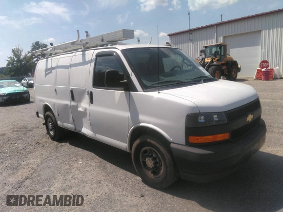 2019 Chevrolet Express Cargo with VIN 1GCWGAFPXK1240332, listed as a IAAI auction lot 42846352 with 99,506 mi miles and . Bid and sale history available at DreamBid. Image 1.