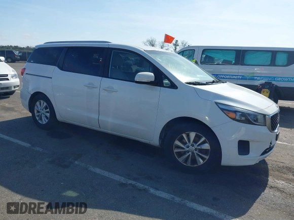 2016 Kia Sedona LX with VIN KNDMB5C18G6119709, listed as a IAAI auction lot 41814349 with 132,329 mi miles. Bid and sale history available at carsss.com. Image 1.