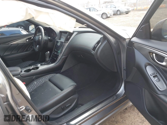 2019 Infiniti Q50 Red Sport 400 with VIN JN1FV7AP3KM760678, listed as a IAAI auction lot 41771176 with 31,562 mi miles and . Bid and sale history available at DreamBid. Image 5.
