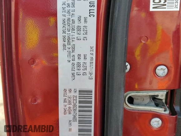 2019 Dodge Charger SXT with VIN 2C3CDXBG3KH734655, listed as a Copart auction lot 43331485 with 62,777 mi miles and Salvage Title. Bid and sale history available at DreamBid. Image 14.