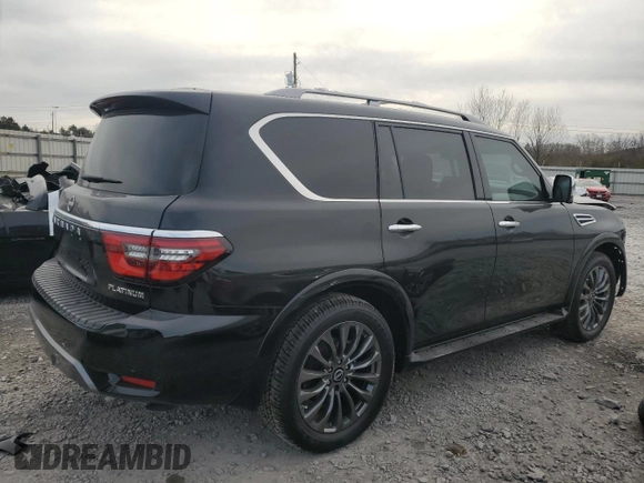 2024 Nissan Armada Platinum with VIN JN8AY2DB1R9850527, listed as a Copart auction lot 88483375 with 7,420 mi miles and Salvage Title. Bid and sale history available at carsss.com. Image 3.