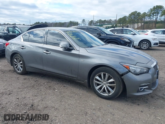 2017 Infiniti Q50 2.0t Premium with VIN JN1CV7AR9HM681464, listed as a IAAI auction lot 42055659 with 100,179 mi miles. Bid and sale history available at carsss.com. Image 1.