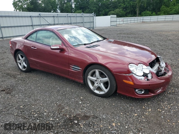 2007 Mercedes-Benz SL 550 with VIN WDBSK71F47F125314, listed as a Copart auction lot 60307285 with 53,051 mi miles and Salvage title. Bid and sale history available at DreamBid. Image 4.
