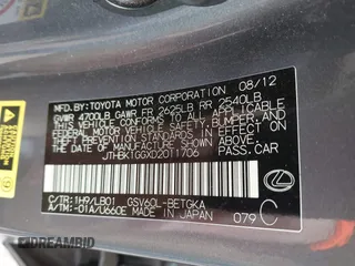 2013 Lexus ES 250 with VIN JTHBK1GGXD2011706, listed as a IAAI auction lot 41590125 with 194,659 mi miles and . Bid and sale history available at DreamBid. Image 9.