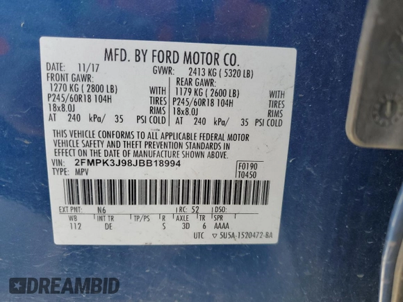 2018 Ford Edge SEL with VIN 2FMPK3J98JBB18994, listed as a Copart auction lot 49224035 with 114,871 mi miles and Salvage Title. Bid and sale history available at carsss.com. Image 14.