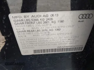 2013 Audi Q5 Premium with VIN WA1CFAFP6DA096250, listed as a IAAI auction lot 41713498 with 131,090 mi miles. Bid and sale history available at carsss.com. Image 9.