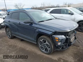 2024 Hyundai Kona N Line with VIN KM8HACA38RU051922, listed as a IAAI auction lot 41612286 with 21,369 mi miles. Bid and sale history available at carsss.com. Image 1.