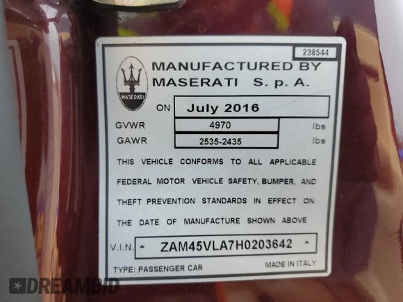 2017 Maserati GranTurismo Sport с VIN ZAM45VLA7H0203642, выставлен на аукционе Copart как лот 44748684 с пробегом 25 510 миль миль и . История ставок и продаж доступна на DreamBid. Изображение 12.