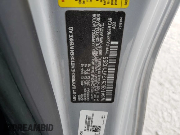 2016 BMW 2 Series 228i with VIN WBA1K9C57GV710355, listed as a Copart auction lot 89072625 with 80,925 mi miles and Salvage Title. Bid and sale history available at carsss.com. Image 14.