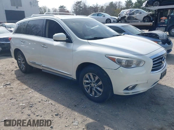 2013 Infiniti JX35 with VIN 5N1AL0MM7DC345759, listed as a IAAI auction lot 42154786 with 148,096 mi miles. Bid and sale history available at carsss.com. Image 1.