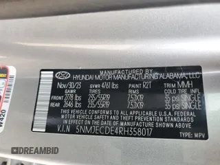 2024 Hyundai Tucson Limited with VIN 5NMJECDE4RH358017, listed as a Copart auction lot 54060565 with 28,442 mi miles and Salvage Title. Bid and sale history available at carsss.com. Image 13.