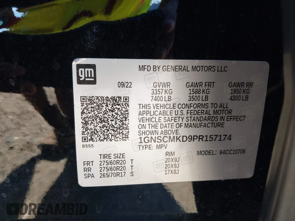 2023 Chevrolet Tahoe LS с VIN 1GNSCMKD9PR157174, выставлен на аукционе IAAI как лот 40299056 с пробегом 25 588 миль миль и . История ставок и продаж доступна на DreamBid. Изображение 9.