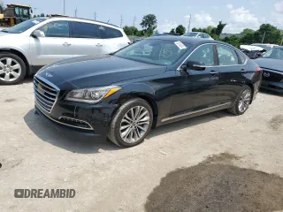 2017 Genesis G80 3.8L with VIN KMHGN4JE8HU190020, listed as a Copart auction lot 63818034 with 87,035 mi miles and Salvage Title. Bid and sale history available at carsss.com. Image 1.