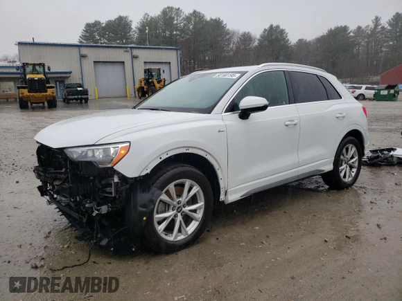 2021 Audi Q3 S line Premium with VIN WA1DECF39M1035653, listed as a Copart auction lot 50160195 with 24,648 mi miles and Salvage Title. Bid and sale history available at DreamBid. Image 1.