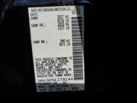 2016 Nissan Altima 2.5 S with VIN 1N4AL3AP3GC279144, listed as a Copart auction lot 41677545 with 42,537 mi miles and Salvage Title. Bid and sale history available at carsss.com. Image 13.