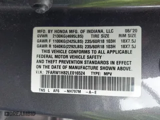 2020 Honda CR-V EX-L with VIN 7FARW1H82LE016524, listed as a IAAI auction lot 41752837 with 59,516 mi miles. Bid and sale history available at carsss.com. Image 9.