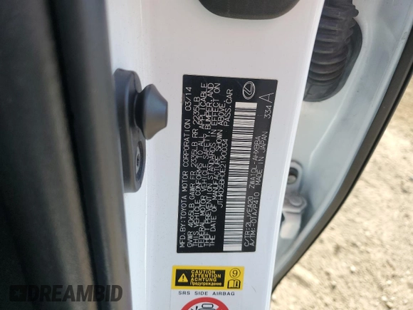 2014 Lexus CT 200h with VIN JTHKD5BH0E2190034, listed as a Copart auction lot 61309225 with 82,065 mi miles and Salvage title. Bid and sale history available at DreamBid. Image 12.