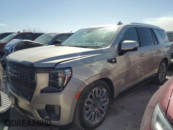 2023 GMC Yukon Denali Ultimate with VIN 1GKS2EKL5PR340438, listed as a Copart auction lot 74563984 with 8,747 mi miles and Salvage Title. Bid and sale history available at carsss.com. Image 1.