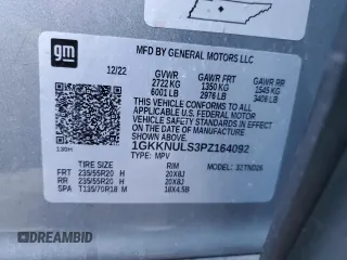 2023 GMC Acadia SLT with VIN 1GKKNULS3PZ164092, listed as a Copart auction lot 88752775 with 41,913 mi miles and Salvage Title. Bid and sale history available at DreamBid. Image 14.