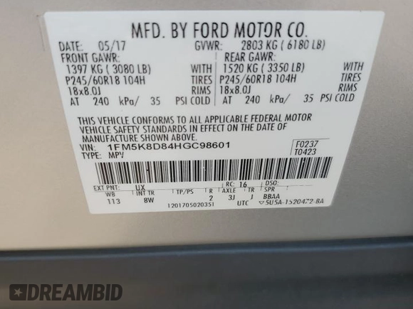 2017 Ford Explorer XLT z VIN 1FM5K8D84HGC98601, wystawiony jako Copart lot #63190465 z przebiegiem 213 455 mil mil oraz Czysty tytuł • Clean title. Historia ofert i sprzedaży dostępna na DreamBid. Obrazek 13.