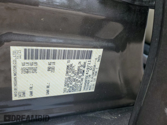 2016 Nissan Maxima S with VIN 1N4AA6AP2GC419711, listed as a Copart auction lot 59930825 with 80,598 mi miles and Salvage title. Bid and sale history available at DreamBid. Image 12.