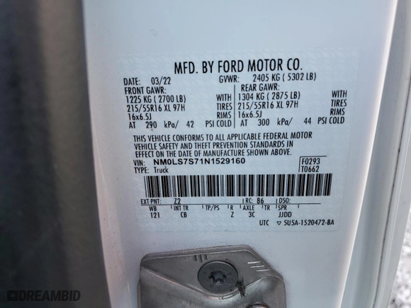 2022 Ford Transit Connect Van XL with VIN NM0LS7S71N1529160, listed as a Copart auction lot 79824123 with 31,208 mi miles and Salvage Title. Bid and sale history available at carsss.com. Image 12.