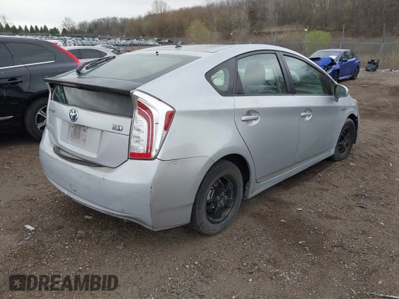 2012 Toyota Prius One with VIN JTDKN3DU5C5449903, listed as a IAAI auction lot 42070487 with 399,464 mi miles. Bid and sale history available at carsss.com. Image 4.