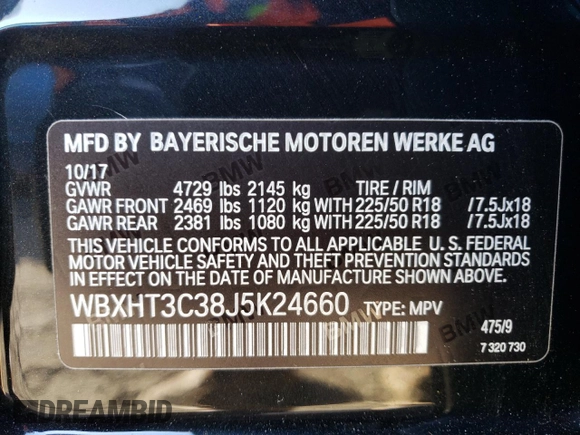 2018 BMW X1 xDrive28i with VIN WBXHT3C38J5K24660, listed as a Copart auction lot 44387043 with 59,786 mi miles. Bid and sale history available at carsss.com. Image 12.