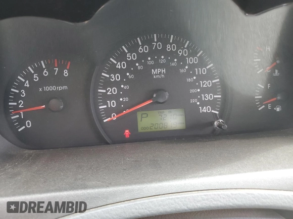 2005 Kia Spectra with VIN KNAFE162655074198, listed as a Copart auction lot 71015104 with 200,819 mi miles and Salvage Title. Bid and sale history available at DreamBid. Image 9.