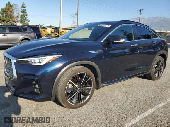 2022 Infiniti QX55 Essential with VIN 3PCAJ5K34NF104019, listed as a Copart auction lot 52546815 with 78,698 mi miles and Salvage Title. Bid and sale history available at DreamBid. Image 1.