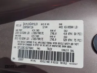 2005 Dodge 3500 SLT z VIN 3D7LS38C15G776041, wystawiony jako IAAI lot #42358059 z przebiegiem 93 860 mil mil oraz . Historia ofert i sprzedaży dostępna na DreamBid. Obrazek 9.